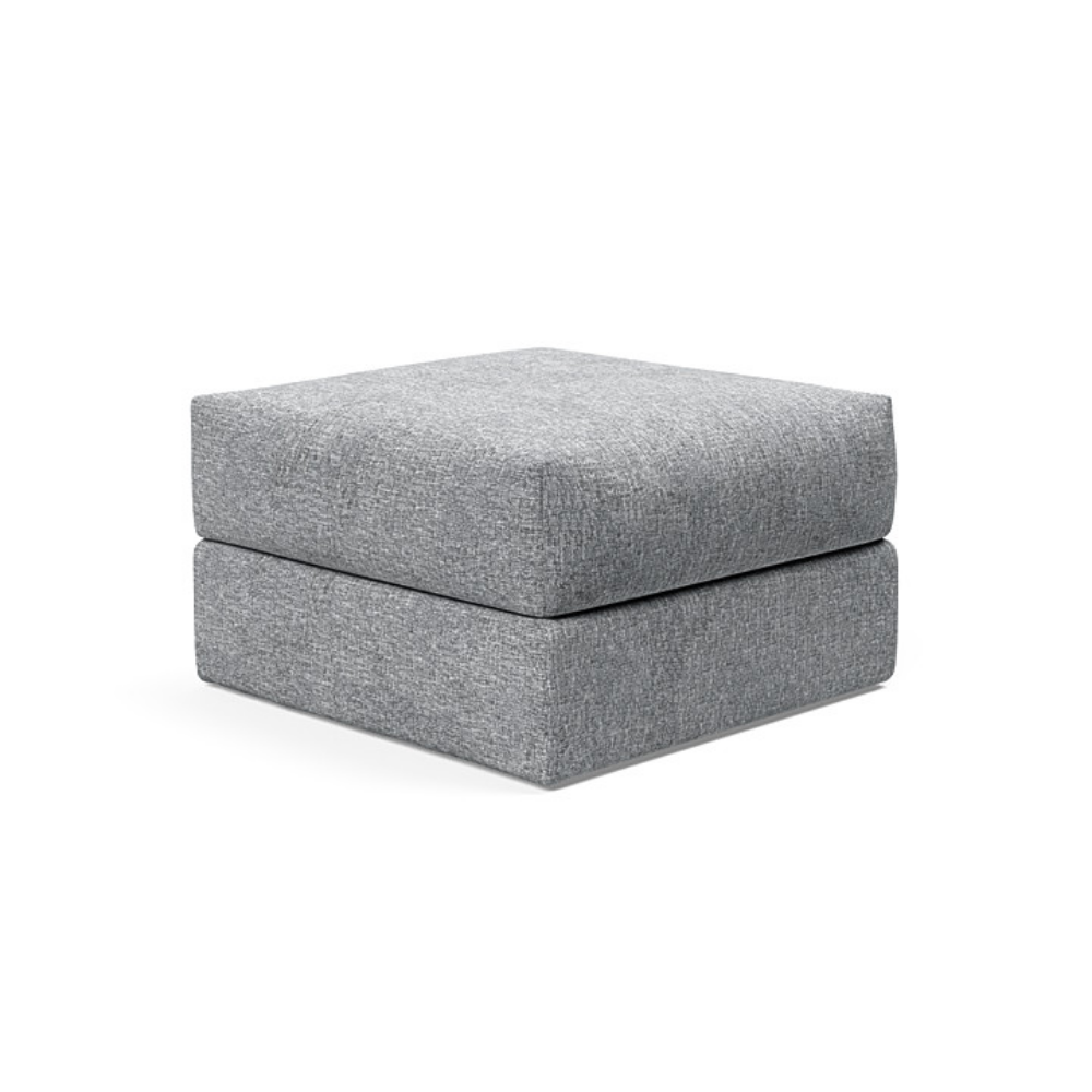 The Cornila Ottoman from Innovation Living with twist granite 565 upholstery.