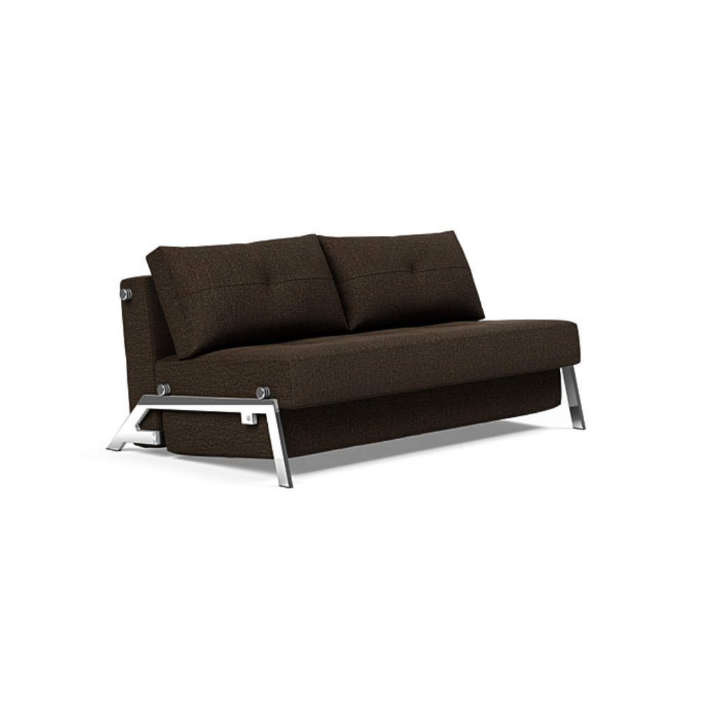 The Cubed Queen Size Sleeper Sofa with Chrome Legs from Innovation Living with taura chocco 358 upholstery setup as a sofa.