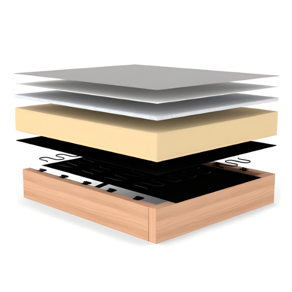 A diagram of the inner filling used for the Cubed Queen Size Sleeper Sofa with Wood Legs from Innovation Living. all-groups