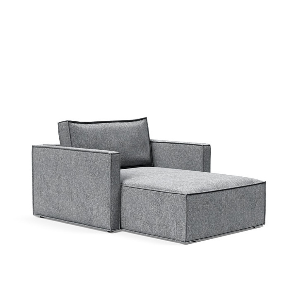 The Newilla Lounger Chair with Slim Arms with twist granite 565 upholstery setup as a lounge chair.