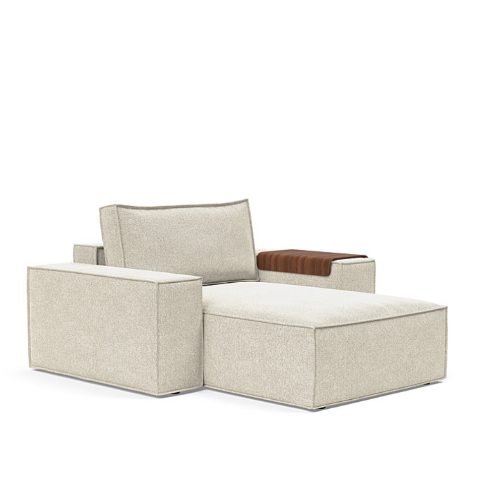 The Newilla Lounger Chair with Wide Arms from Innovation Living with taura off white 357 upholstery setup as a lounge chair.
