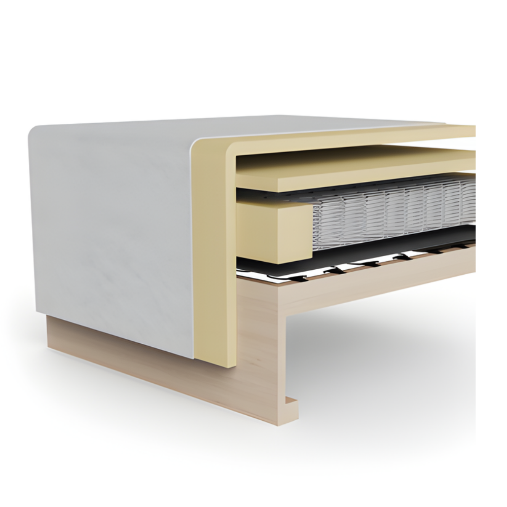 The Newilla Sleeper Sofa from Innovation Living internal structure and fiberfill diagram. all-groups