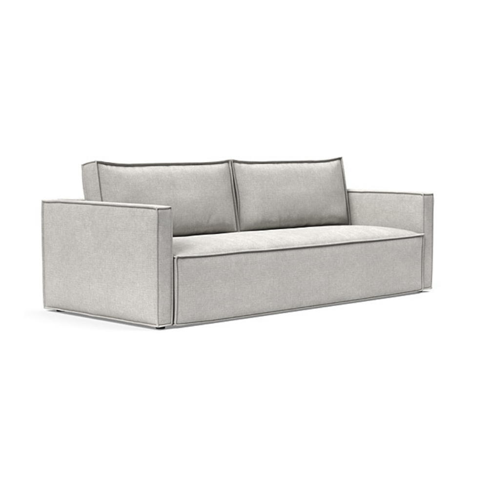 The Newilla Sleeper Sofa from Innovation Living with slim arms and adario fog 256 upholstery setup as a sofa.