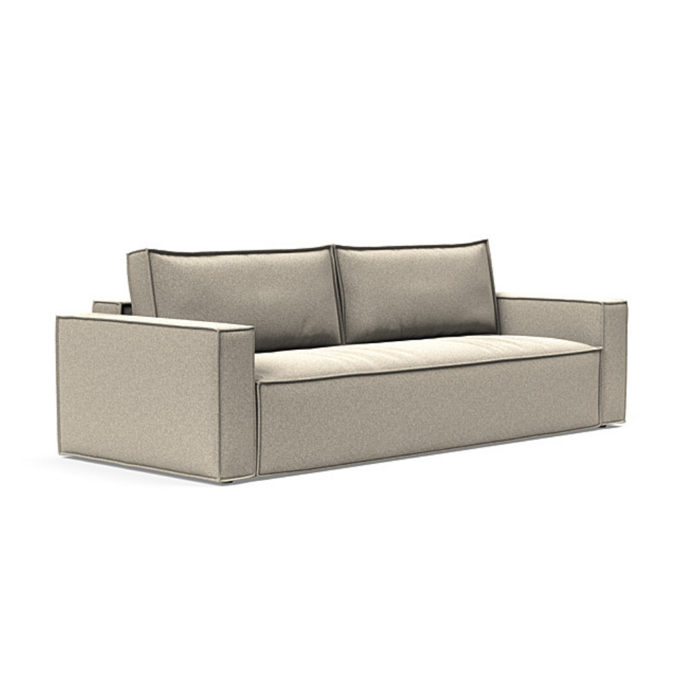 The Newilla Sleeper Sofa from Innovation Living with standard arms and boucle beige 539 upholstery setup as a sofa.