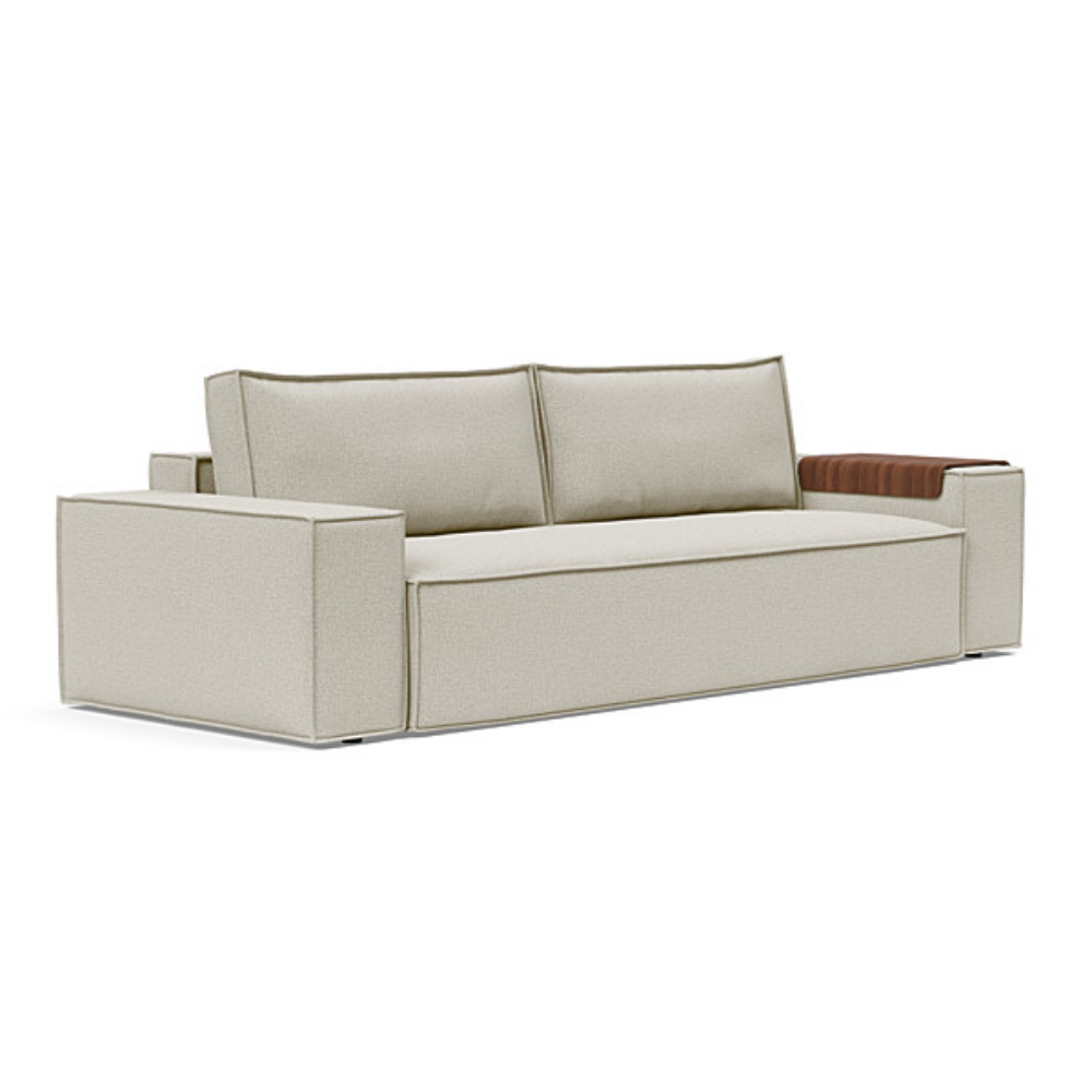 The Newilla Sleeper Sofa from Innovation Living with wide arms and mixed dance natural 527 upholstery setup as a sofa.