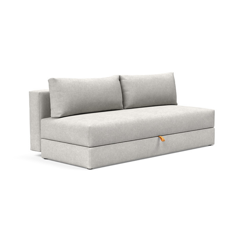 The Osvald Sofa Bed from Innovation Living with adario fog 256 upholstery setup as a sofa.