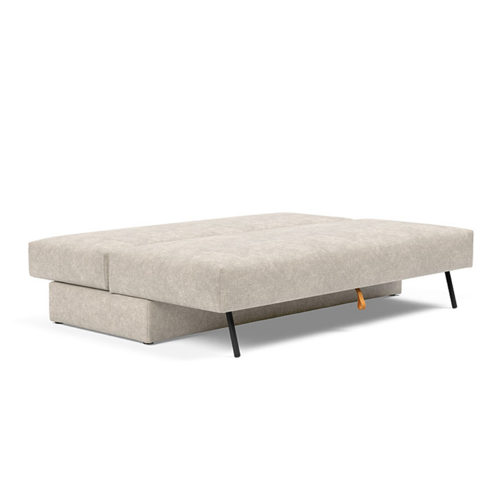 The Osvald Sofa Bed from Innovation Living with avella sand 280 upholstery setup as a bed.