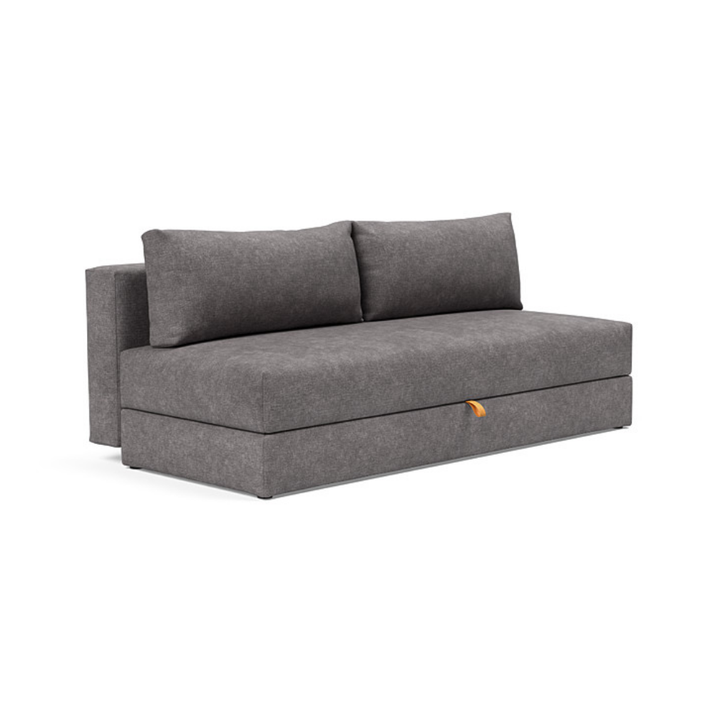 The Osvald Sofa Bed from Innovation Living with avella warm grey 282 upholstery setup as a sofa.