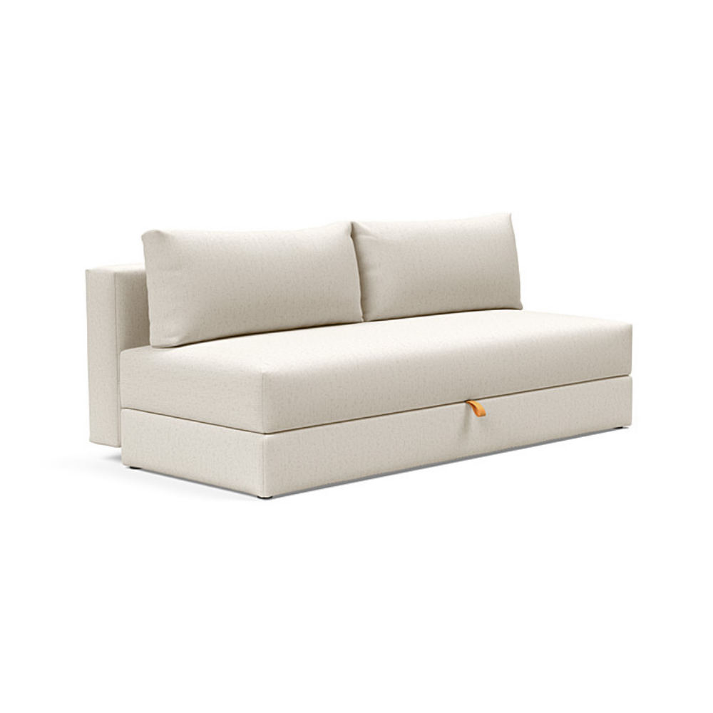 The Osvald Sofa Bed from Innovation Living with boucle off white 531 upholstery setup as a sofa.