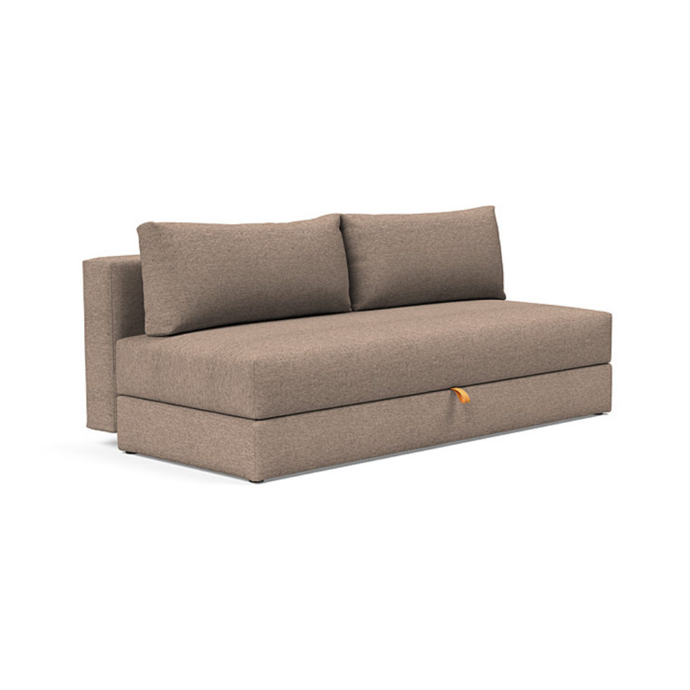 The Osvald Sofa Bed from Innovation Living with halifax wicker 367 upholstery setup as a sofa.