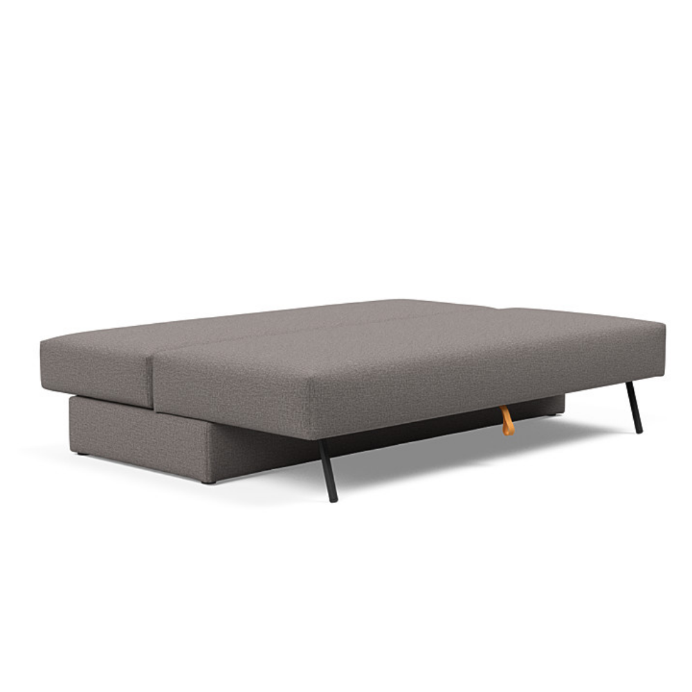 The Osvald Sofa Bed from Innovation Living with mixed dance grey 521 upholstery setup as a bed.