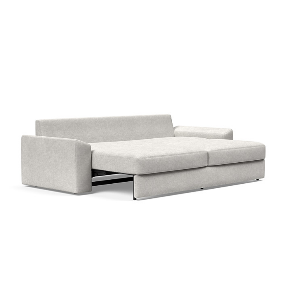 The Vilander Sleeper Sofa With Cushion Arms from Innovation Living with adario fog 256 upholstery setup as a bed.