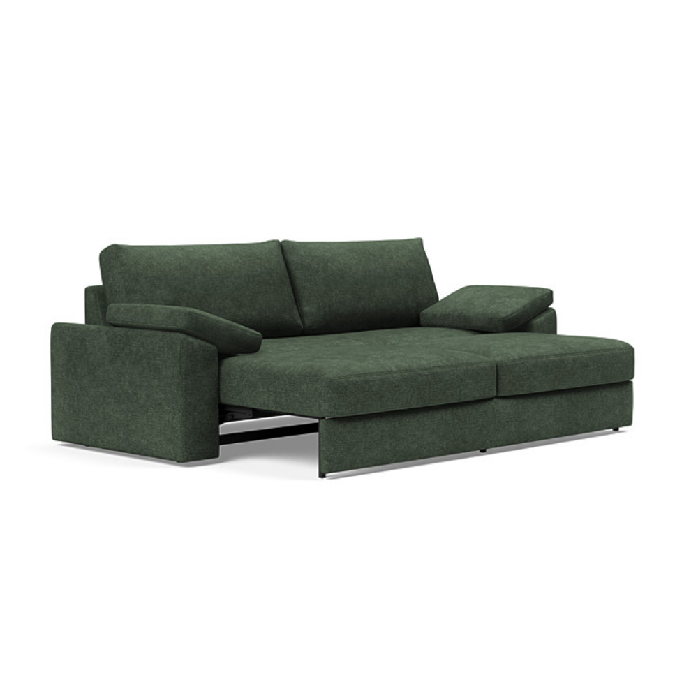 The Vilander Sleeper Sofa With Cushion Arms from Innovation Living with avella pine green 281 upholstery, a pull out couch.