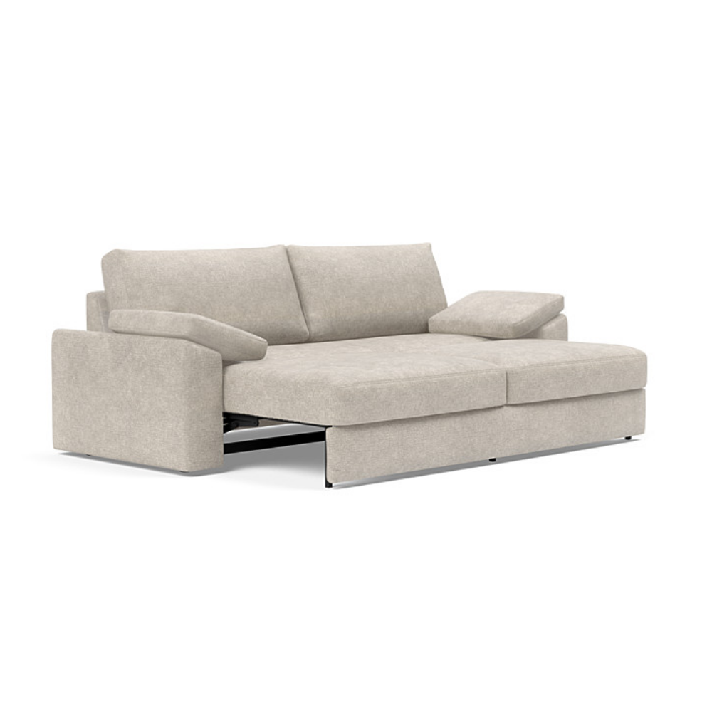 The Vilander Sleeper Sofa With Cushion Arms from Innovation Living with avella sand 280 upholstery, a pull out couch.