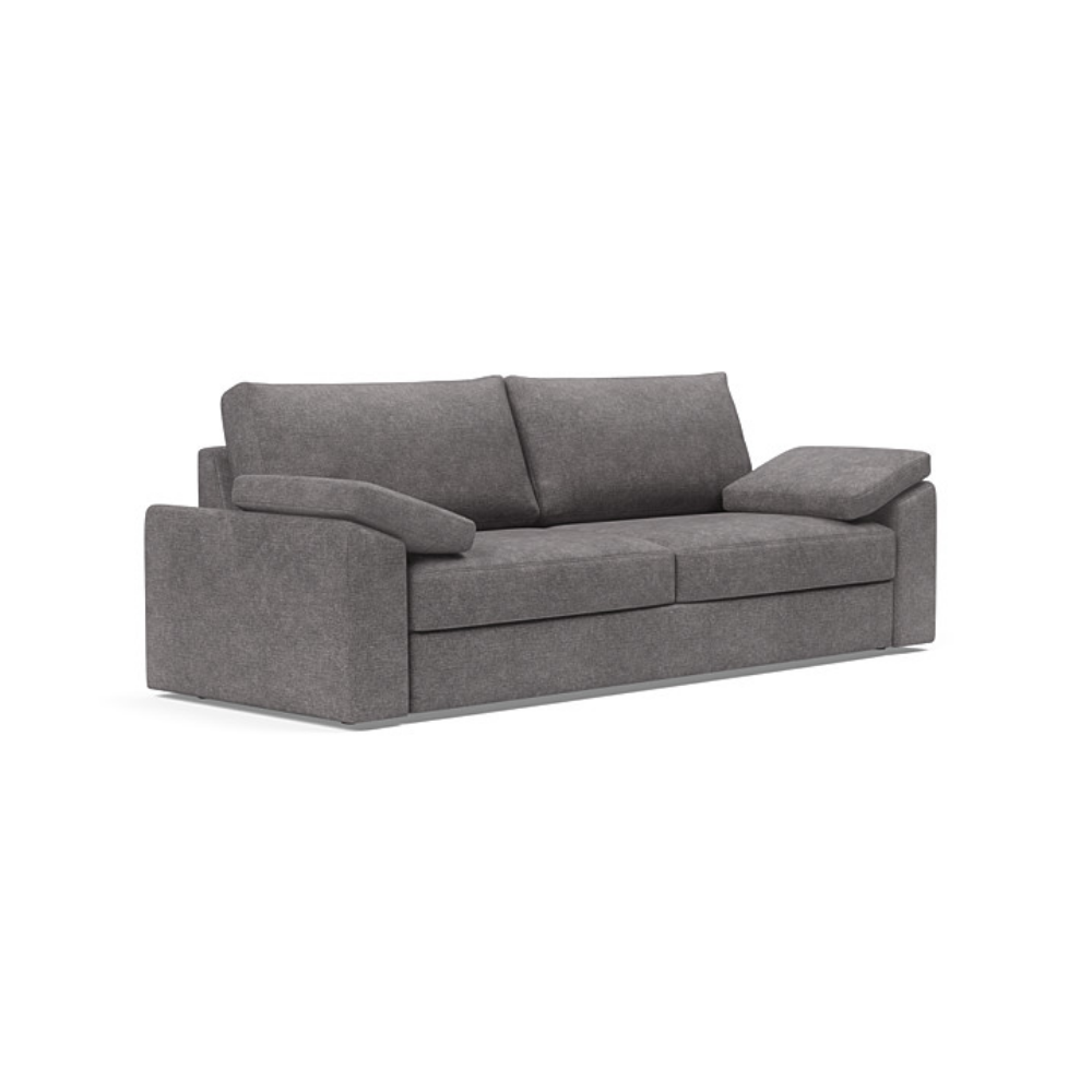 The Vilander Sleeper Sofa With Cushion Arms from Innovation Living with avella warm grey 282 upholstery setup as a couch.