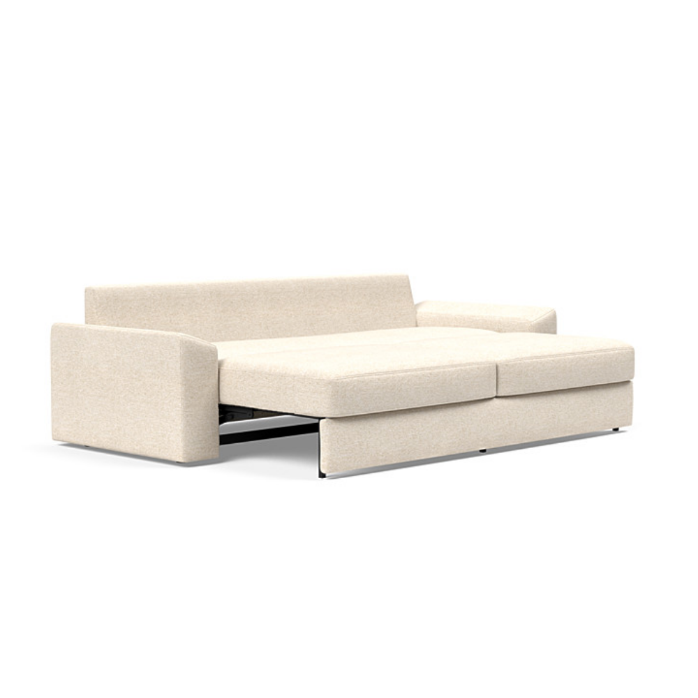 The Vilander Sleeper Sofa With Cushion Arms from Innovation Living with halifax shell 365 upholstery setup as a bed.
