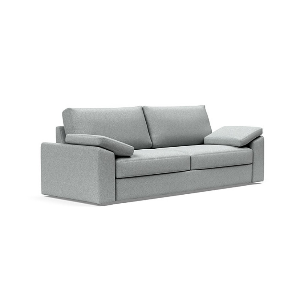 The Vilander Sleeper Sofa With Cushion Arms from Innovation Living with melange light grey 538 upholstery setup as a couch.