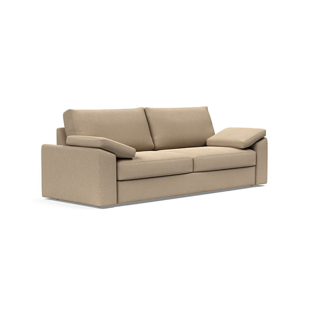The Vilander Sleeper Sofa With Cushion Arms from Innovation Living with phobos mocha 587 upholstery setup as a couch.