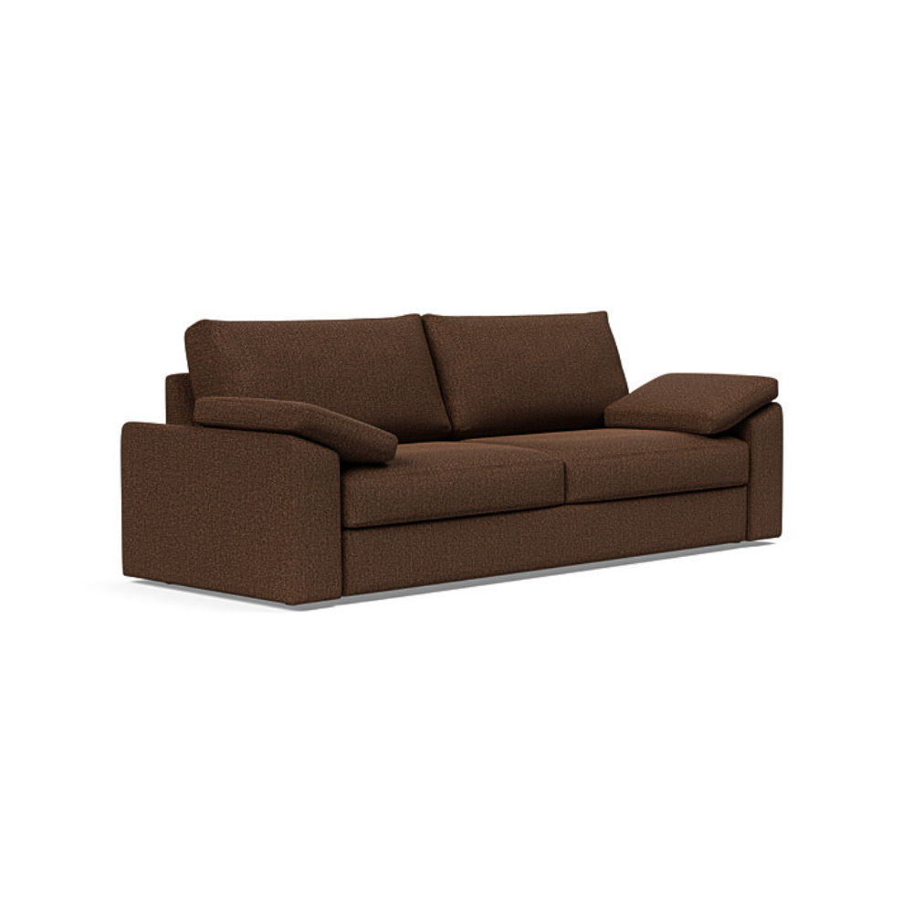 The Vilander Sleeper Sofa With Cushion Arms from Innovation Living with taura cappuccino 359 upholstery setup as a couch.