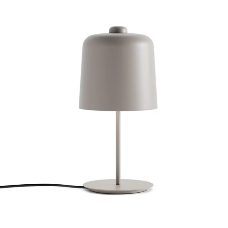 The Zile Table Lamp from Luceplan in matte dove grey.