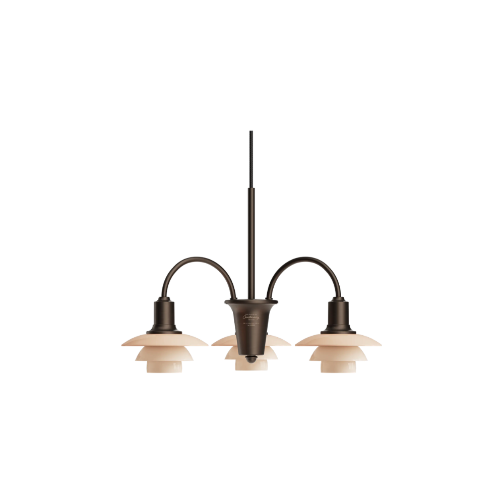 The PH 1/1 Chandelier, 3-Light by Louis Poulsen turned off.