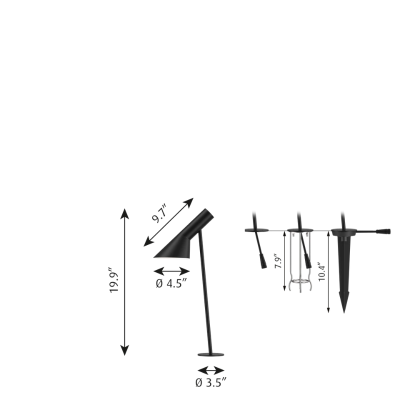 The AJ Garden Bollard from Louis Poulsen short dimensions.