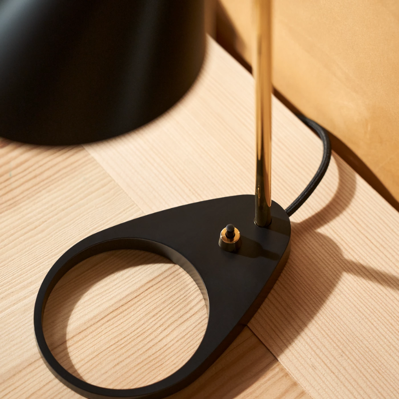 Detailed image of the AJ Mini Table Lamp in Black and Brass.