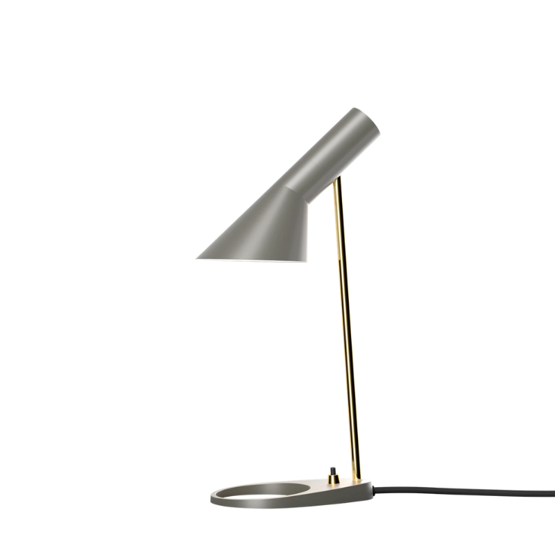The AJ Mini Tble Lamp in Brass/Warm Grey.