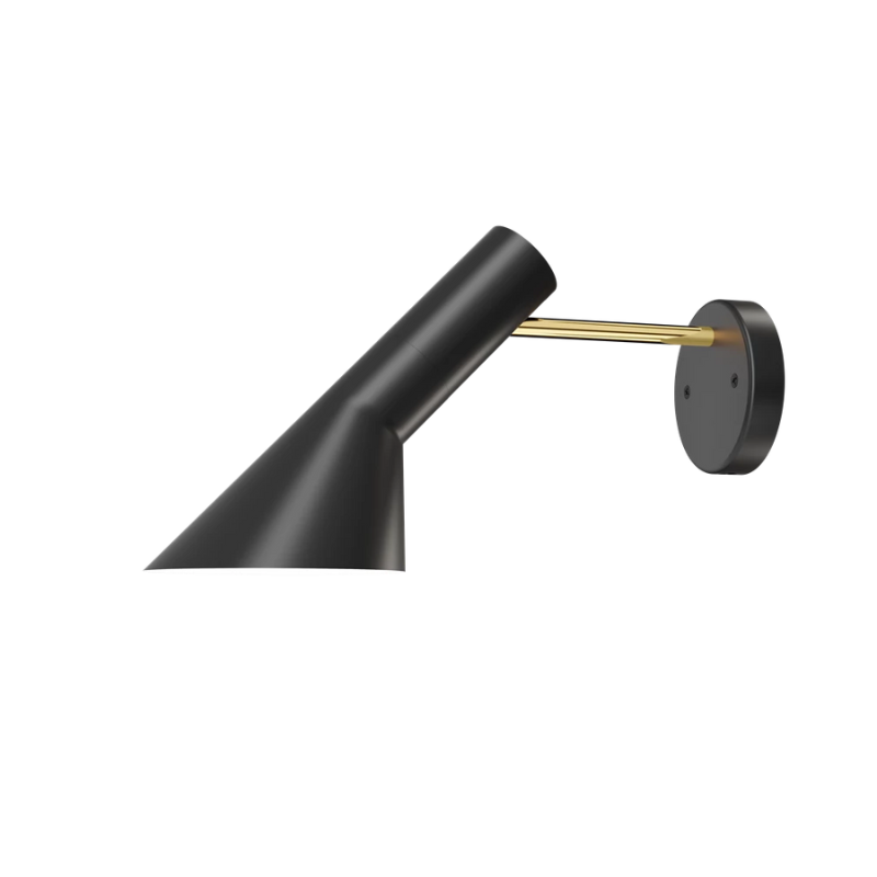 The AJ Wall Lamp from Louis Poulsen in brass and black without switch.