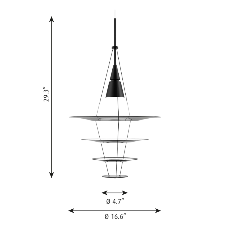 The Enigma 425 from Louis Poulsen in black dimensions. all-groups