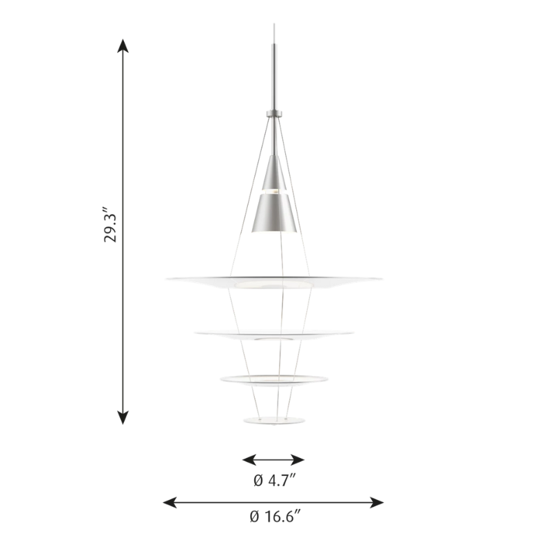 The Enigma 425 from Louis Poulsen in brushed aluminum dimensions.
