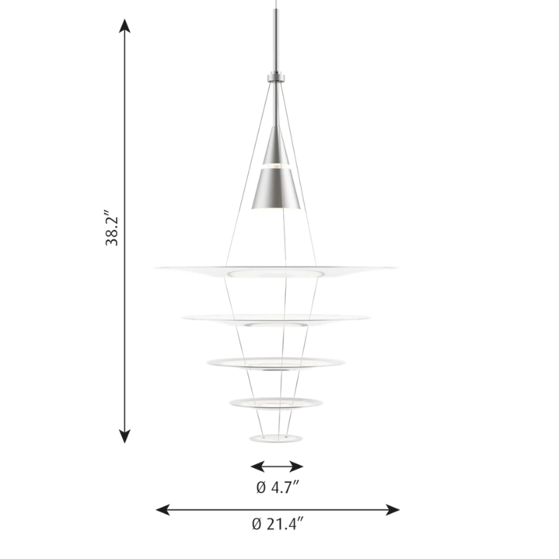 The Enigma 545 from Louis Poulsen in brushed aluminum dimensions.