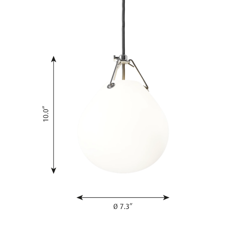 The Moser Pendant from Louis Poulsen in size small (7.3 inch) dimensions.