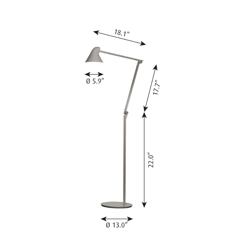 The NJP Floor Lamp from Louis Poulsen dimensions.