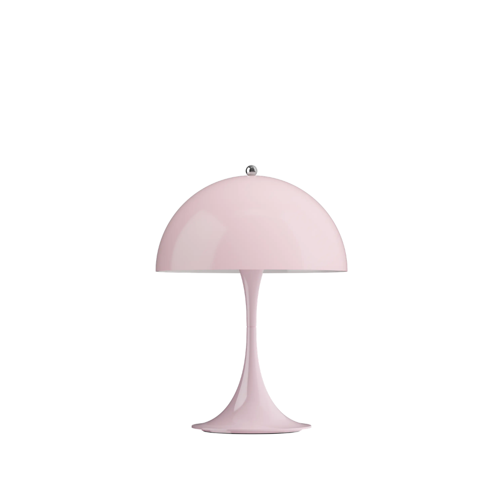 The Panthella 250 Portable Table Lamp from Louis Poulsen in Opal Pale Rose turned off.