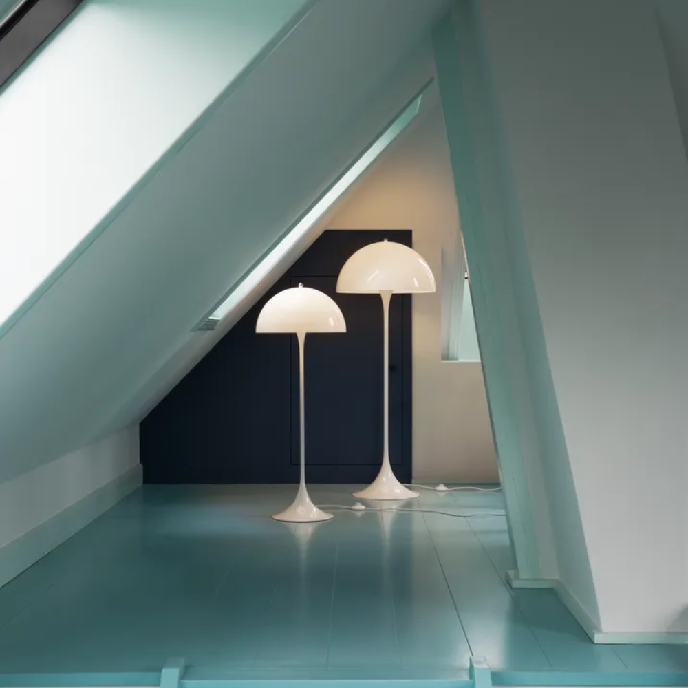 The Classic Panthella Floor lamp and the Panthella 400 Floor Lamp by Louis Poulsen.