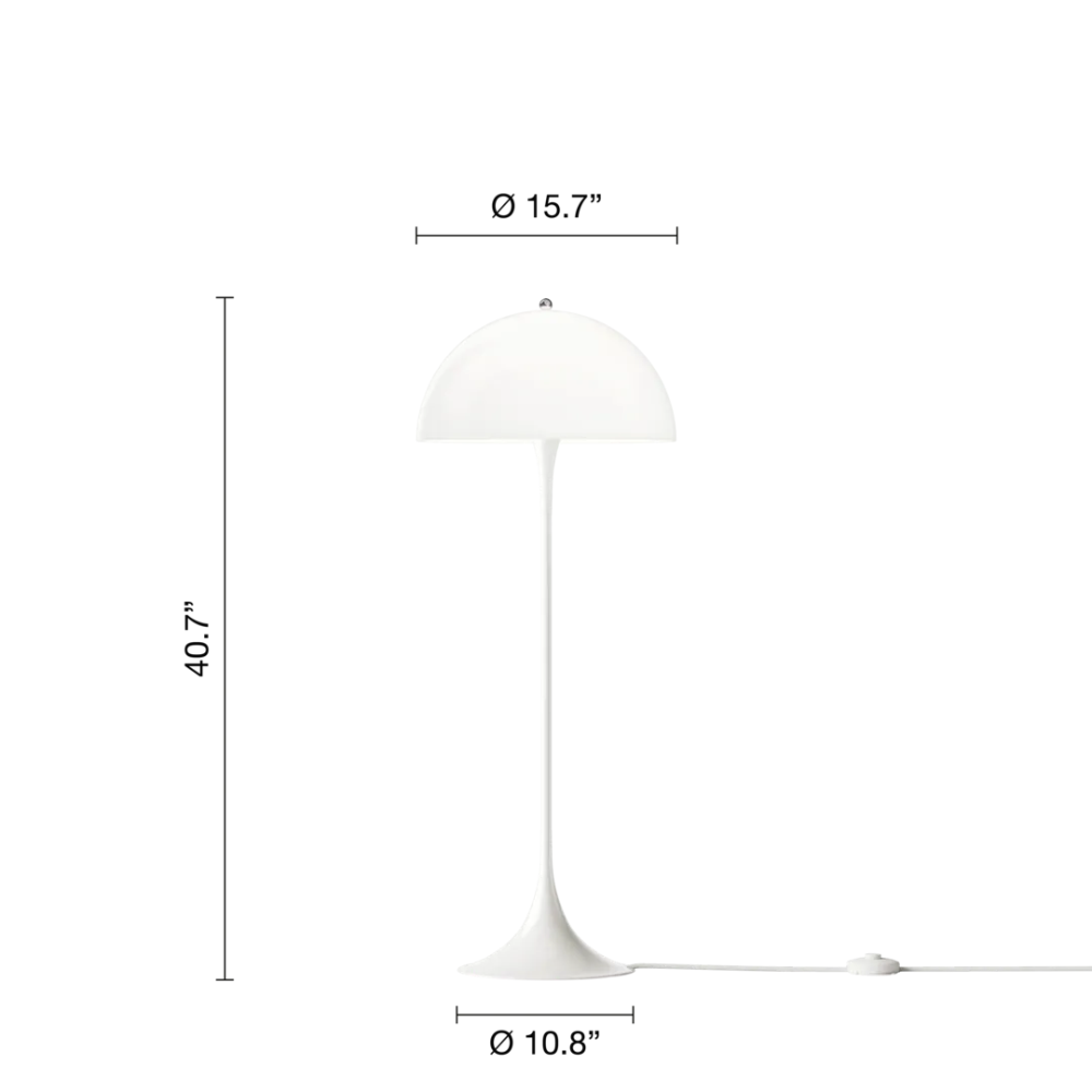 Dimensions of the Panthella 400 Floor Lamp by Louis Poulsen.