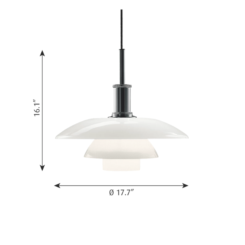 The PH 4½-4 Pendant from Louis Poulsen dimensions.