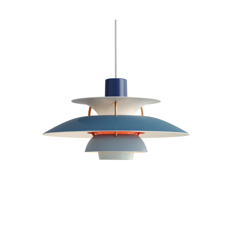 The PH 5 Mini Pendant from Louis Poulsen in hues of blue.
