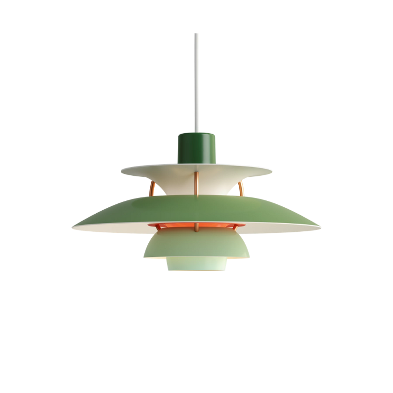 The PH 5 Mini Pendant from Louis Poulsen in hues of green.