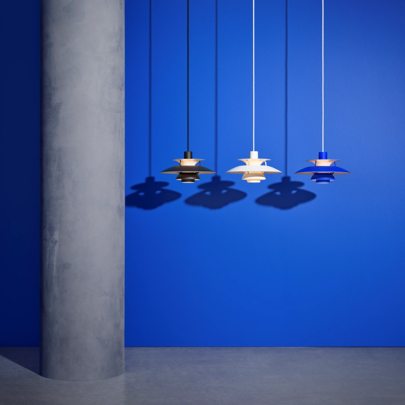 The PH 5 Mini Pendant from Louis Poulsen in monochrome black with other color options.