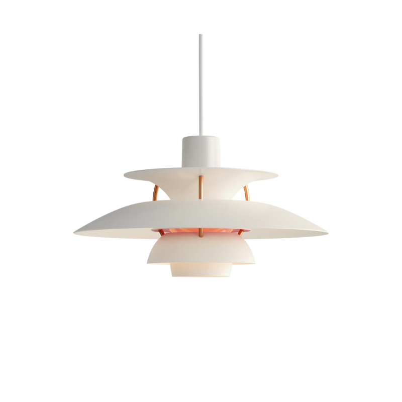 The PH 5 Mini Pendant from Louis Poulsen in white modern.