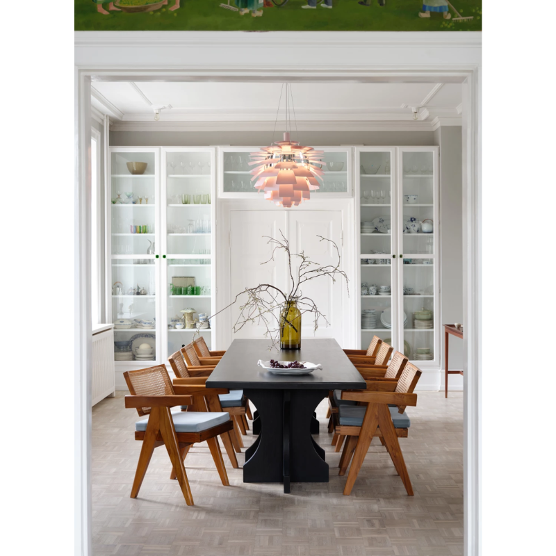 The PH Artichoke Pale Rose from Louis Poulsen in a family area.