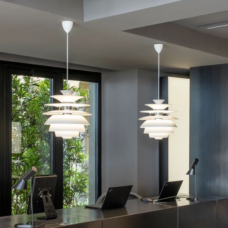 The PH Snowball from Louis Poulsen in a business office.