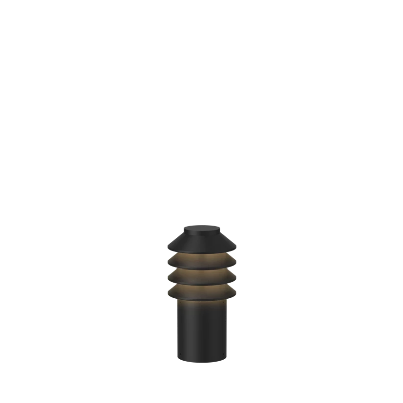 The Short Bysted Garden Bollard from Louis Poulsen in black.