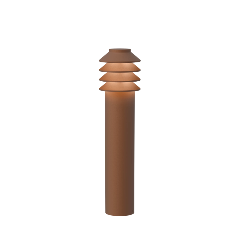 The Tall Bysted Garden Bollard from Louis Poulsen in corten.