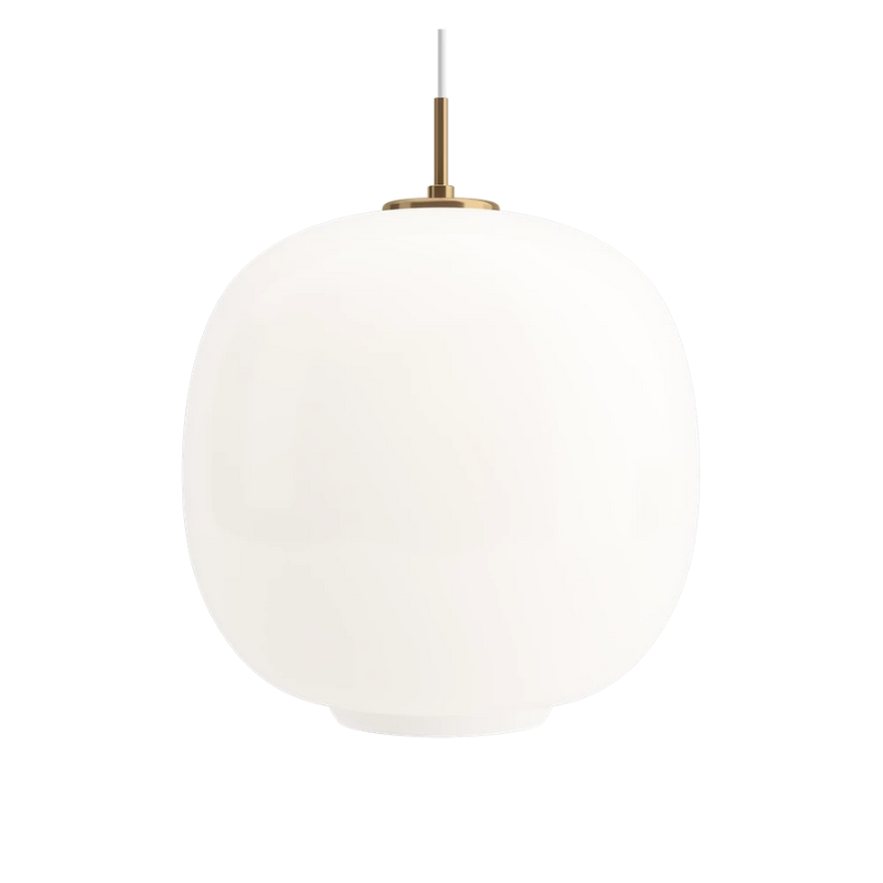 The VL 45 LED Radiohus Pendant from Louis Poulsen turned on.