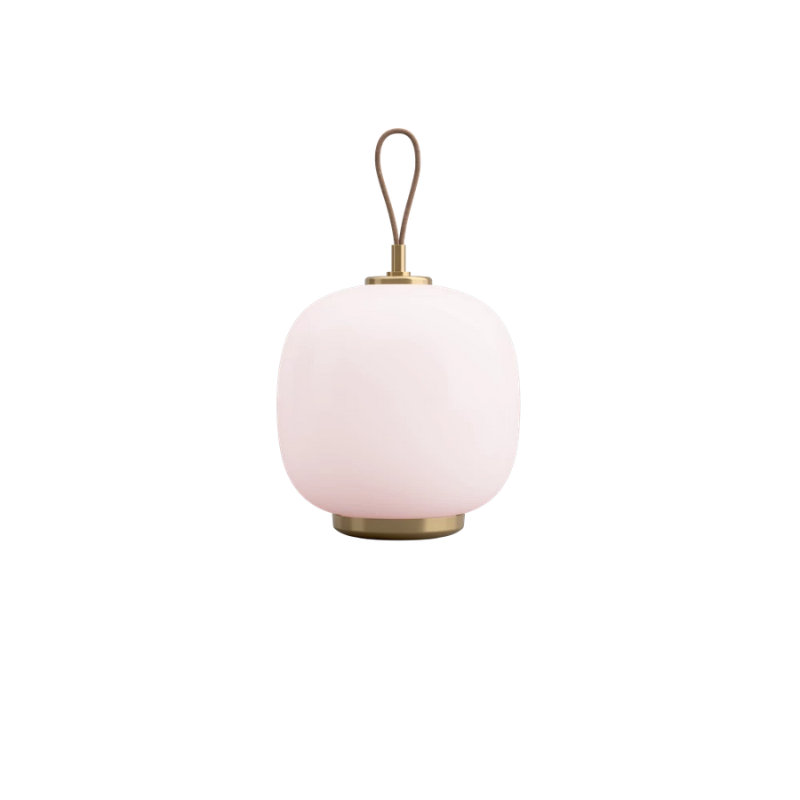 The VL 45 Radiohus Portable Lamp from Louis Poulsen in pale rose glass turned off.
