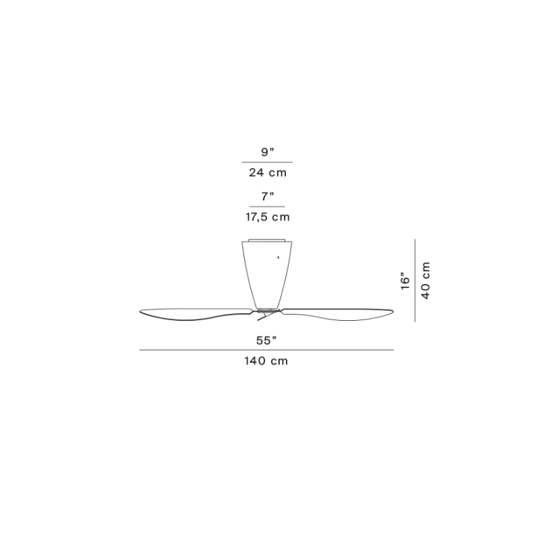 The Blow Ceiling Fan from Luceplan dimensions. all-groups