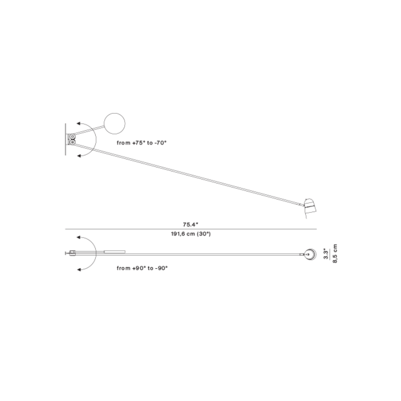 The Counterbalance Wall Sconce from Luceplan dimensions.